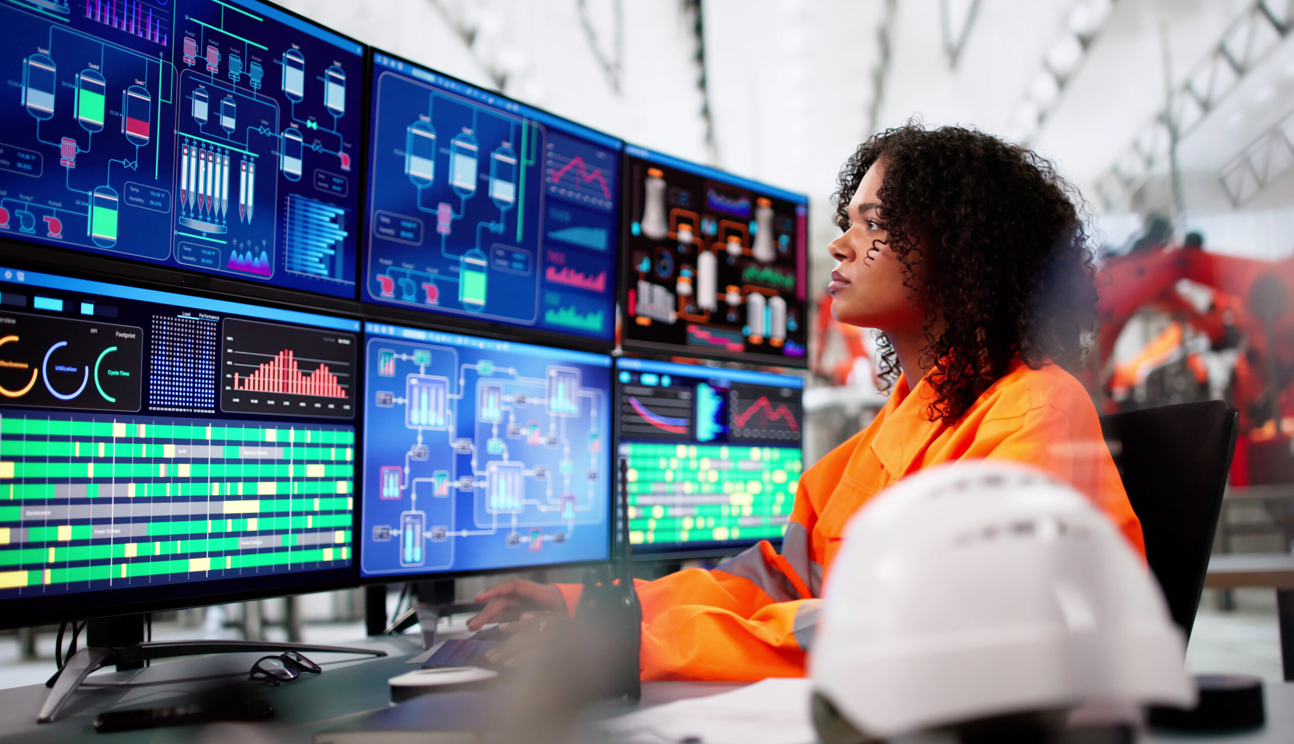 Scada Desktop Software On Computer At Car Manufacturing Line