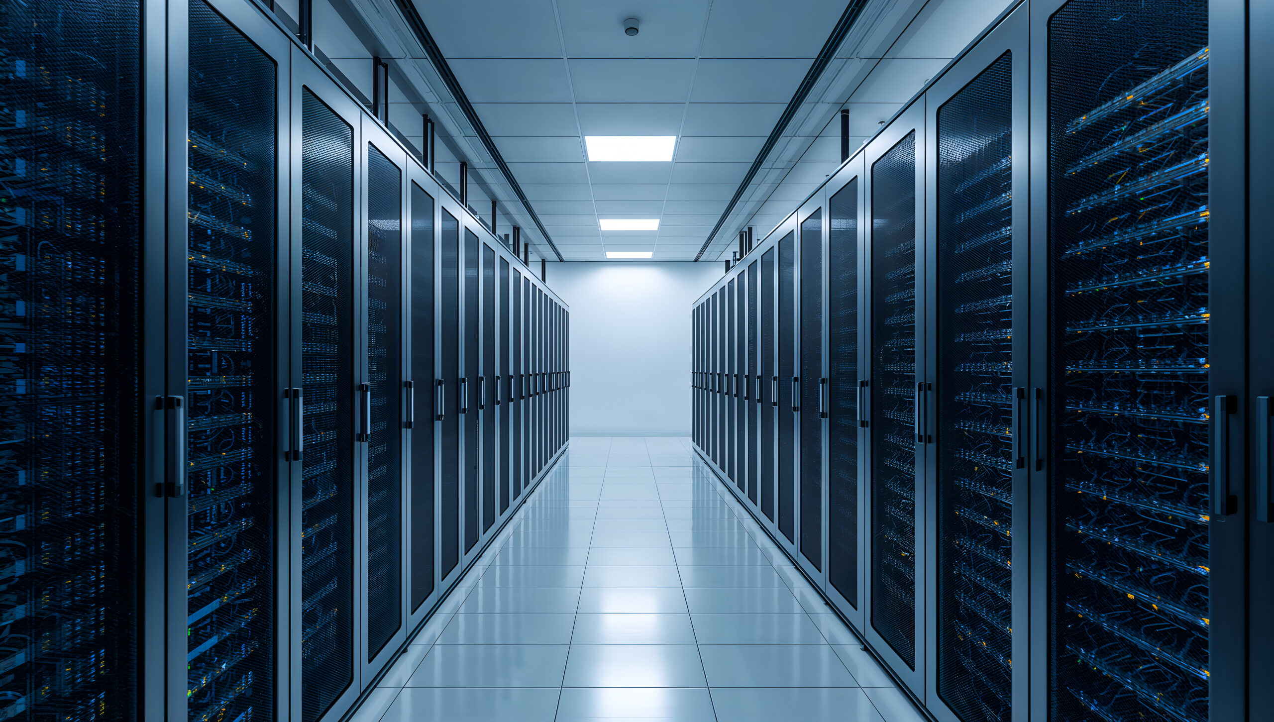 A server room with rows of server racks, providing a glimpse into modern data storage and processing, AI generated image